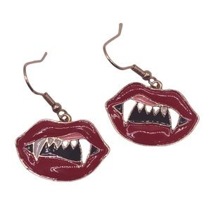 Fang Vampire Mouth Kiss Kiss enamel earrings Halloween gothic new